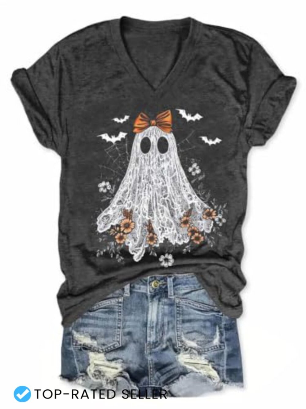 Soft V-Neck Dragonfly Graphic Tee Cute Summer Boho Floral T-Shirt